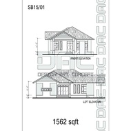 SB15-01 - 1562kp Lukisan Pelan Rekabentuk Design Plan Rumah Banglo idaman moden susunatur bilik tidu