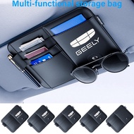 Geely Car leather sun visor multifunctional storage car carrying glasses holder card clip Suitable f