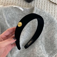 Fever Same Style Black Gold Label Velvet Headband High-End High Headband Round Face Slimmer Look Ret
