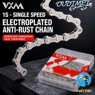 OUDIMEI Bike Chain, Full Electroplated CP Silver Gold Bicycle Chain, Mountain Road Bicycle Chain 9S 