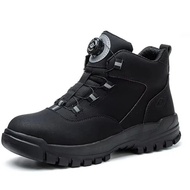 Rotating Buttons Work Boots Men Steel Toe Shoes Safety Boots Puncture-Proof Protective Shoes Waterpr