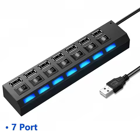 7 Ports USB 2.0 Hub USB Hub Multi USB Splitter Hub Use Power Adapter 4/7 Port Multiple Expander 2.0 