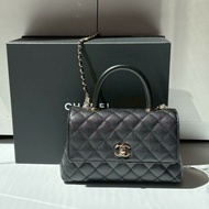 Chanel 淡金鍊帶黑荔枝皮coco handle 23