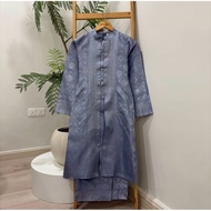 (CEO CHOMEL - dusty blue) Seriana Baju Kurung Kimono zip belakang Set Kain Full Songket
