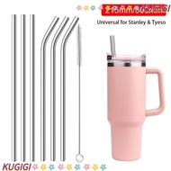 KUGIGI 1Pcs Cup Straw, Straight Bent Silver Stainless Steel Straws, Drinking 6mm 8mm Reusable Replacement Straw for  30oz 40oz Tyeso Cup