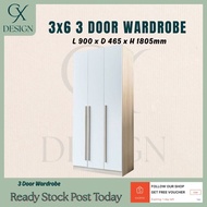 Wardrobe 3 Door / 3x6 / Almari / Kabinet / Cabinet / Ready stock