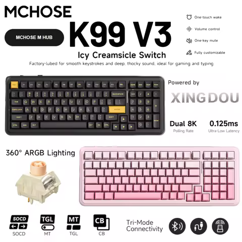 MCHOSE K99 V3 Wireless Mechanical Keyboard Dual 8K Polling Rate 0.125ms Latency Multifunction Contro