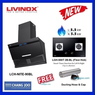 LIVINOX LCH-NITE-90BL Cooker Hood + LGH-588T 2B-BL Gas Hob (Timer)