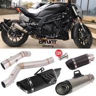 Slip on For Benelli 502c Motorcycle Exhaust Carbon Fiber Muffler Escape Modified DB Killer Middle Link Pipe Catalyst Del