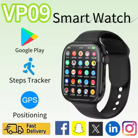 VP09 Smartwatch 2025 Dual 4G 5G Android OS Google Services GPS WiFi Rotating 8MP Camera Heart Rate M