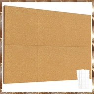(O I Q B)12inch X 12inch Cork Tiles, 6 Pack Cork Boards for Wall with Safe Removable Adhesive Tabs, 