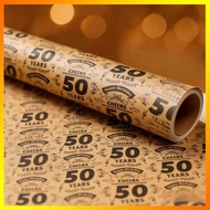 Neutral Vintage Kraft Paper Wrap Vintage 50th Birthday Wrapping Paper Versatile Stylish Milestone Bi