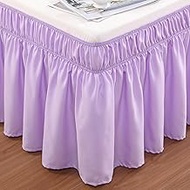 VOCANDER Purple Queen Size Bed Skirt 16 Inch Drop Easy to Put On-Elastic Wrap Around Dust Ruffle for Bed Frame &amp; Mattress-Luxury Wrinkle Free Microfiber Fabric Machine Washable