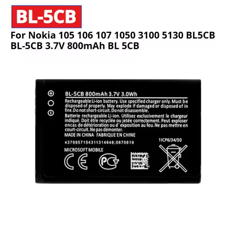 For Nokia 105 106 107 1050 3100 5130 BL5CB BL-5CB 3.7V 800mAh BL 5CB Lithium Mobile Phone Battery