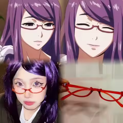 New Anime Character Kamishiro Rize Cosplay Red Glasses Akemi Homura Role Play Half Frame Eyeglass Wi