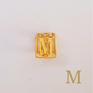 Populer Liontin Kadar 875 Huruf M Cube / Liontin Huruf / Mata Kalung Perhiasan Emas Gold Pendant