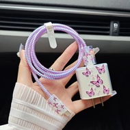 Purple Butterfly Cable Protector Charger & Data Cable Protector Case for iPhone 18W/20W Charger