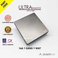 reTouch Ultra Rimless 1 Gang 1 Way Wall Switch Frameless SIRIM Approved [GRAY]