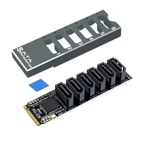 NVME to 6 Port SATA3.0 Expansion Card Riser Converter SSD HDD SATA3 Port Multiplier M.2 M Key to SAT