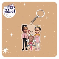 Cute custom printed mica family keychain accessories for 4 people for relatives, family, friends