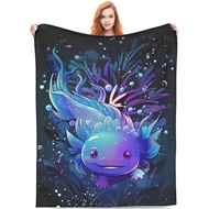 1pc New Cartoon Axolotl Pattern Flannel Blanket - Soft Lodge Style Blanket With Digital Printing, Fi