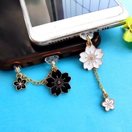 black and white cherry Korean fashion cute cat cat mobile phone dust plug iPhone dust plug type-C mo