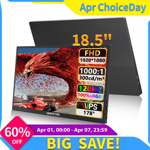 HGFRTEE 18.5inch Portable Monitor 120Hz RGB100% With VESA Hole & Back bracket Laptop Extended Displa