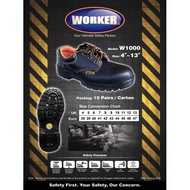 WORKER W1000 Industrial Safety Shoes - Black (Size:UK4-13 )