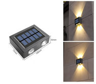 iGlobalStore - 太陽能戶外燈、太陽能LED 圍欄燈、太陽能壁燈、4LED 燈防水戶外裝飾壁燈適用於花園車道庭院陽台（暖黃光 : 2 件裝）