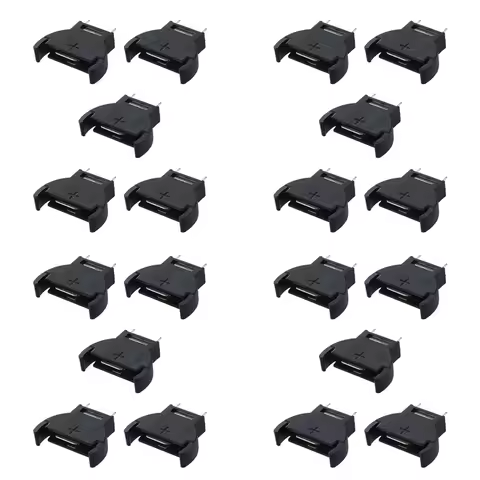 N64R-20 Pcs Black Plastic CR2032 Cell Button Lithium Battery Sockets Holder
