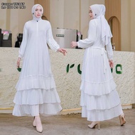 Plain White Ceruty Dress with Pleated Ruffles, Muslim Dress Vima 75367