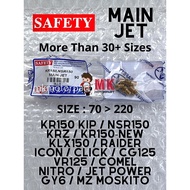 SAFETY MAIN JET KR150 KIPS RR NSR150 KRZ KLX150 RAIDER HX135 ICON CLICK CG125 VR125 JET POWER MZ Mos