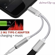 DELMER13P Audio Cables Headphones Adapter Headset 2 In 1 Aux Cable Type C to 3.5mm Digital Cables Ty
