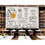 Wallpaper Dinding 3D Custom Cafe Coffee Shop/ Kafe Kopi (21Bs-013)