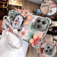 3pcs( Beautiful flower phone Case+Lanyard+Bear Stand) Protect You Suitable For Realme C63/C61/C67 4G