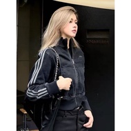 ADI Embroidered Denim Jacket - Stand-Up Collar & Zipper Casual Wear