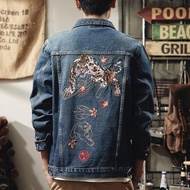 new style Tiger embroidery denim jackets for men 2023 casual fashion Mens fashion embroidered loose 
