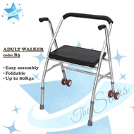 The Star B3 Adult Walker Multi-functional Foldable Stainless Steel Crutches Canes Toilet Armres with Seat and Wheels