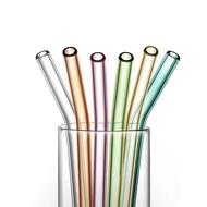 [Clearing Stock] Glass Straw 15-18cm Transparent Glass Straw Paper Box Set Color Heat-Resistant Envi