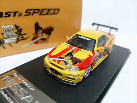 Fast Speed Godspeed 1:64 Nissan Tuned Sports Car Model R34 Nismo Z-tune Extreme Speed Red And