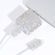 3pcs Rhinestone Decor Data Cable Protector & Charger Head Cover Set Charger Protector