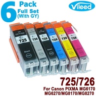Vileed 6 Pack Pgi-725 Cli-726 Bk C M Y Gy Ink Cartridge 725 726 Pgi725 Cli726 Xl Pgi-725Xl Cli-726Xl