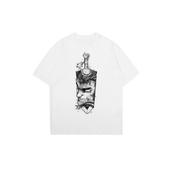 Vintage Grunge Blade Character Sketch Printed Short Sleeve Top Oversized Silhouette Streetwear Summe