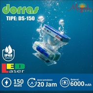 Senter kepala selam Dorras DS 150 150watt ABS Premium LED Laser 6000Mah Baterai tahan lama