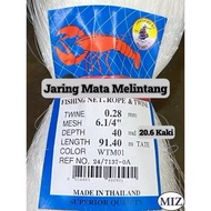 028 x 6 1/4"(157MM) x 40MD x 91.4MTR Mata Melintang Fishing Net Jaring Tangsi Pukat Ikan Pari Ikan B