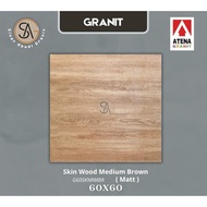 Ready!! granit motif kayu 60x60 atena skin wood medium brown matt (