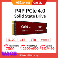 [WACB] GeIL M2 P4P SSD 256GB 512Gb 1T 2T 4T 8T M.2โซลิดสเตทไดรฟ์ภายใน NVME 1.4 PCIe 4.0 Gen 4X4แคชสำ