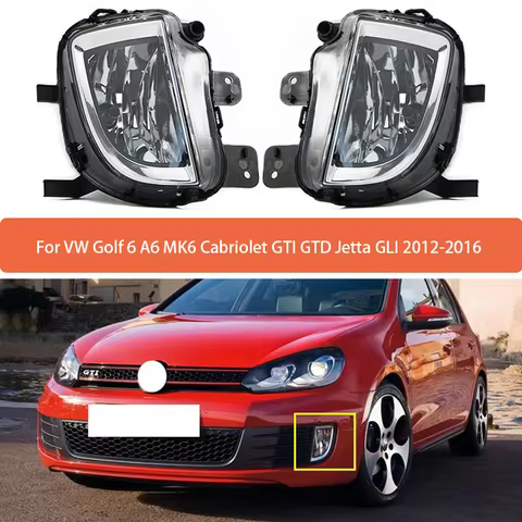 Fog Lamp Assembly For VW Golf 6 A6 MK6 Cabriolet GTI GTD Jetta GLI 2012-2016 Front Bumper Anti Fog L