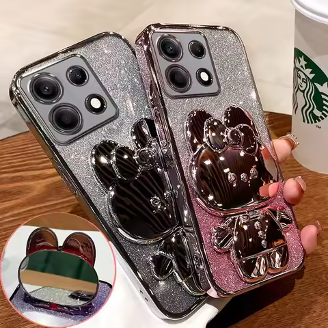 Rabbit Makeup Mirror Holder Phone Case for Infinix Note 40 30 20 Peo Smare 8 7 6 Hot 40 30 Zero 30 4