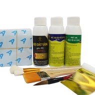 Combo dát vàng gốc PU gồm 500 lá vàng Nhật kèm phụ kiện dát vàng trên gỗ kim loại nhựa đá thủy tinh